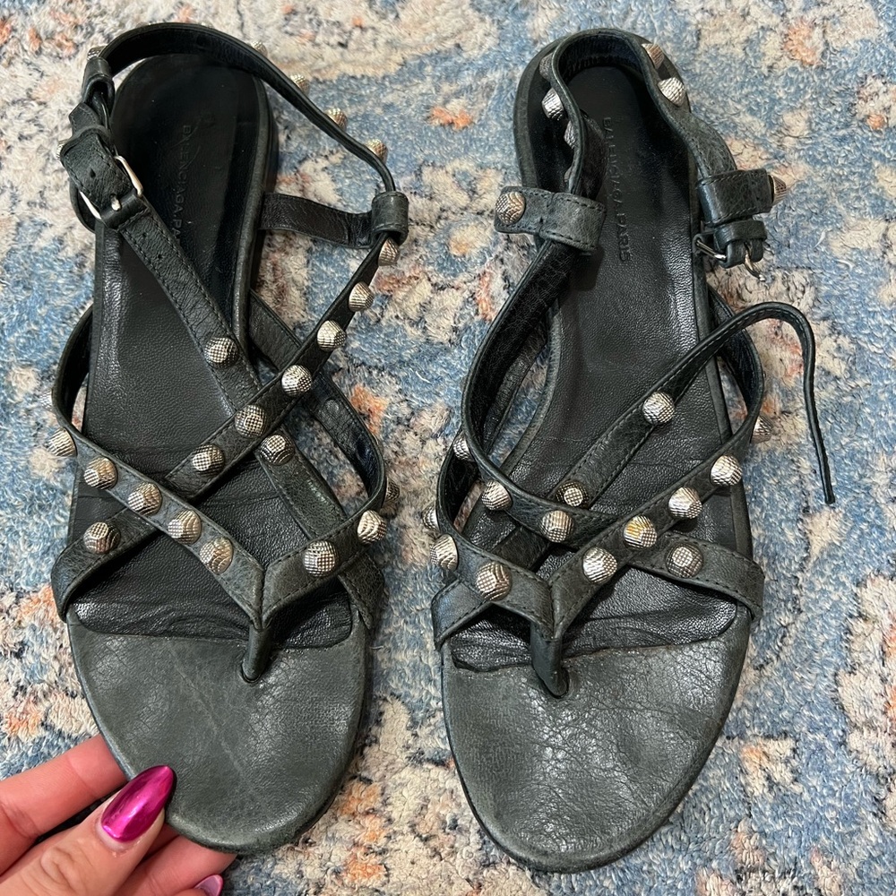 Balenciaga strappy leather sandals with “city” studs